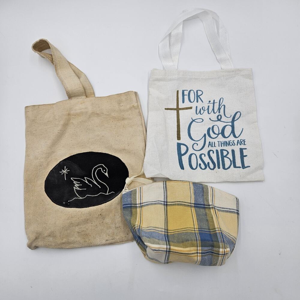 Longaberger Makeup Bag For With God All Things Are Possible Mini Bag Swan Bag
